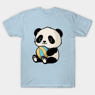 Cute Kawaii Baby Panda Holding A Volleyball T-Shirt